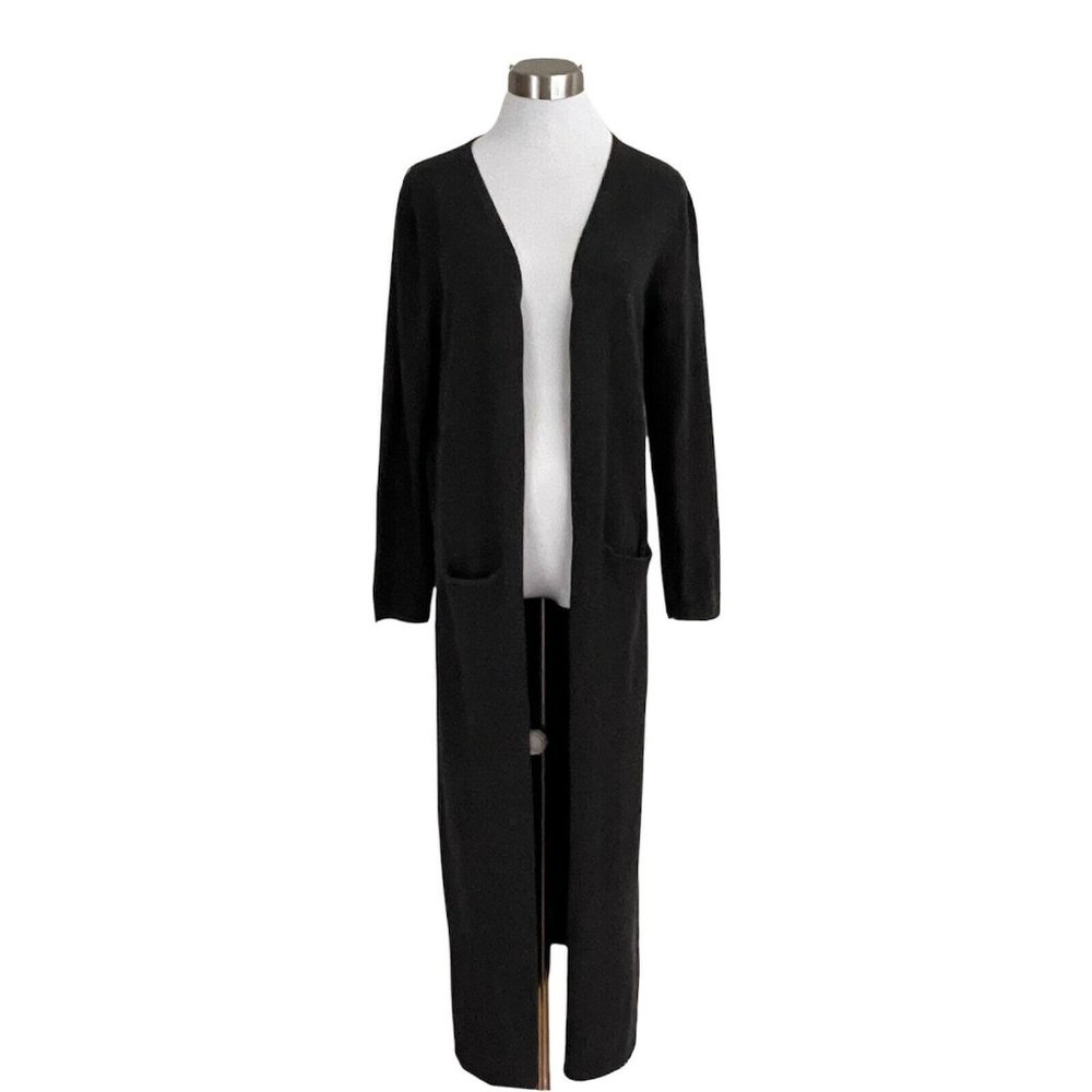 Elegant Cashmere Charcoal Long Cardigan Sweater
